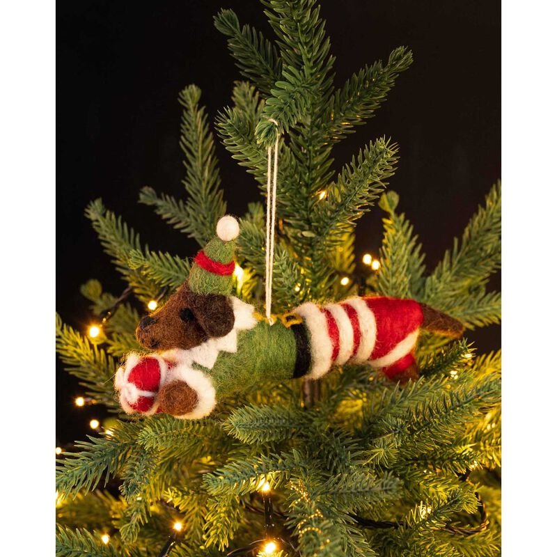 Amica Felt Elf Sausage Dog 13cm image number 1